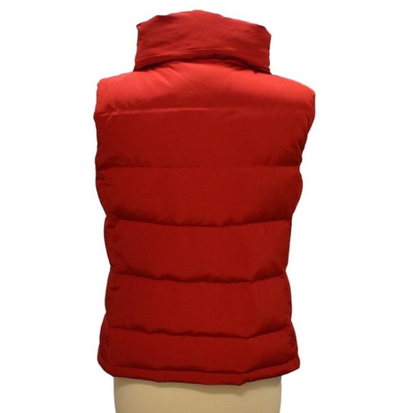 Talbots Cranberry Red Down High Zip Puffer Vest - Picture 5 of 9